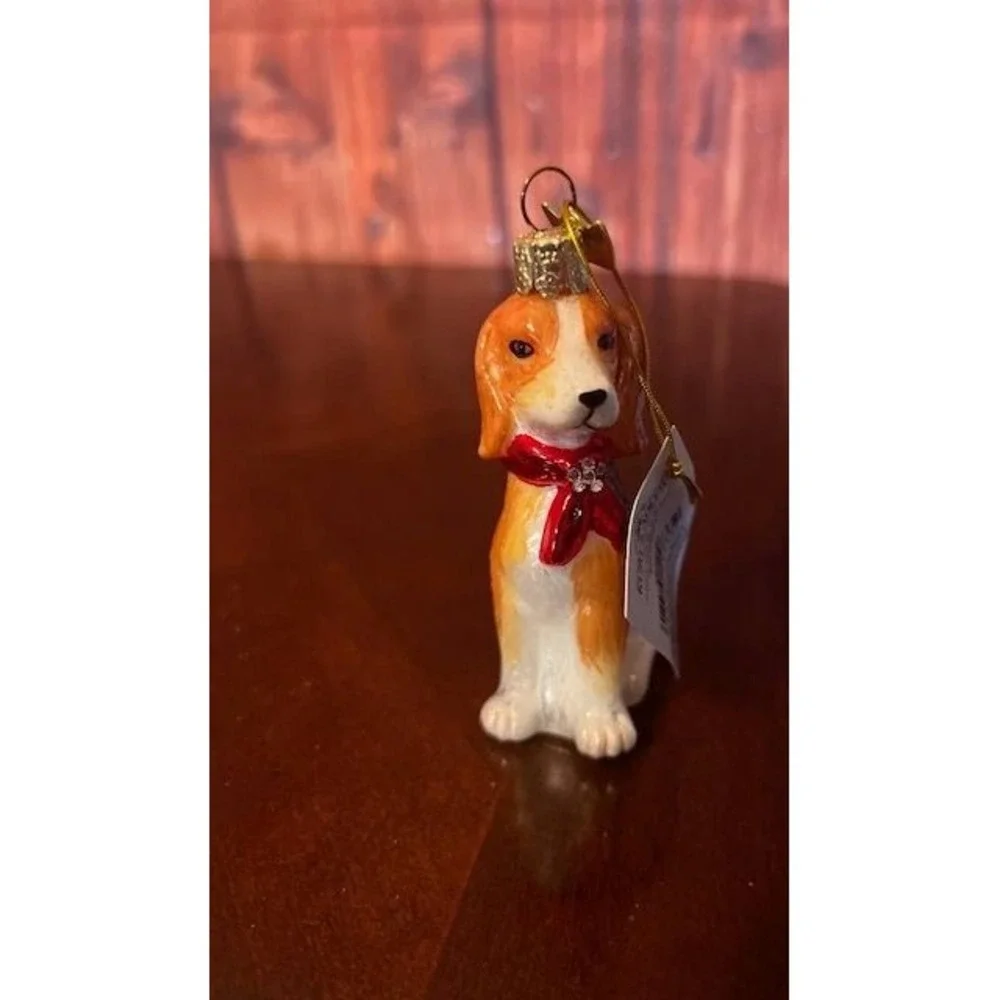 Glass Beagle‎ Dog christmas Ornament kurt s adler Noble Gems Hand-Crafted